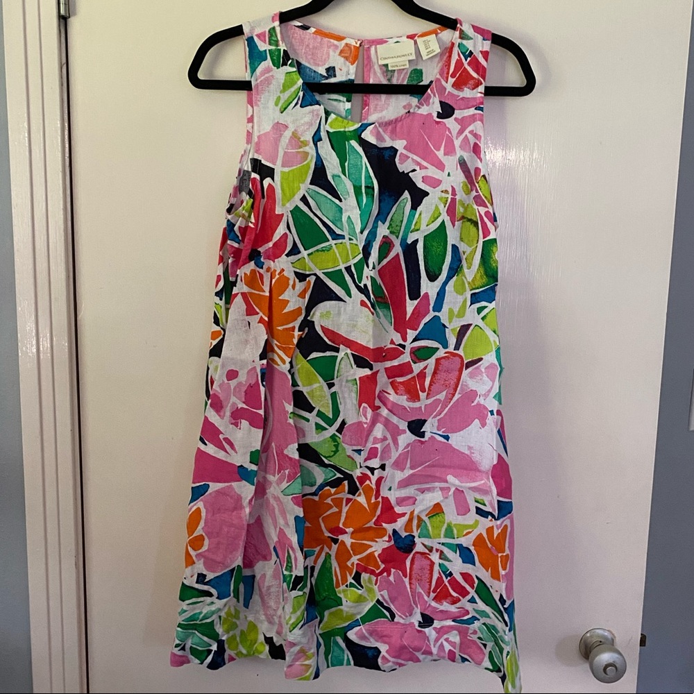 Linen floral flowy dress